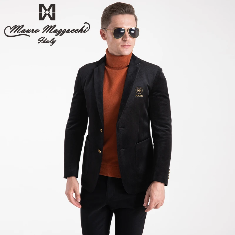Mauro/玛路男士平驳领西装外套时尚轻奢休闲单件修身春秋男款3306
