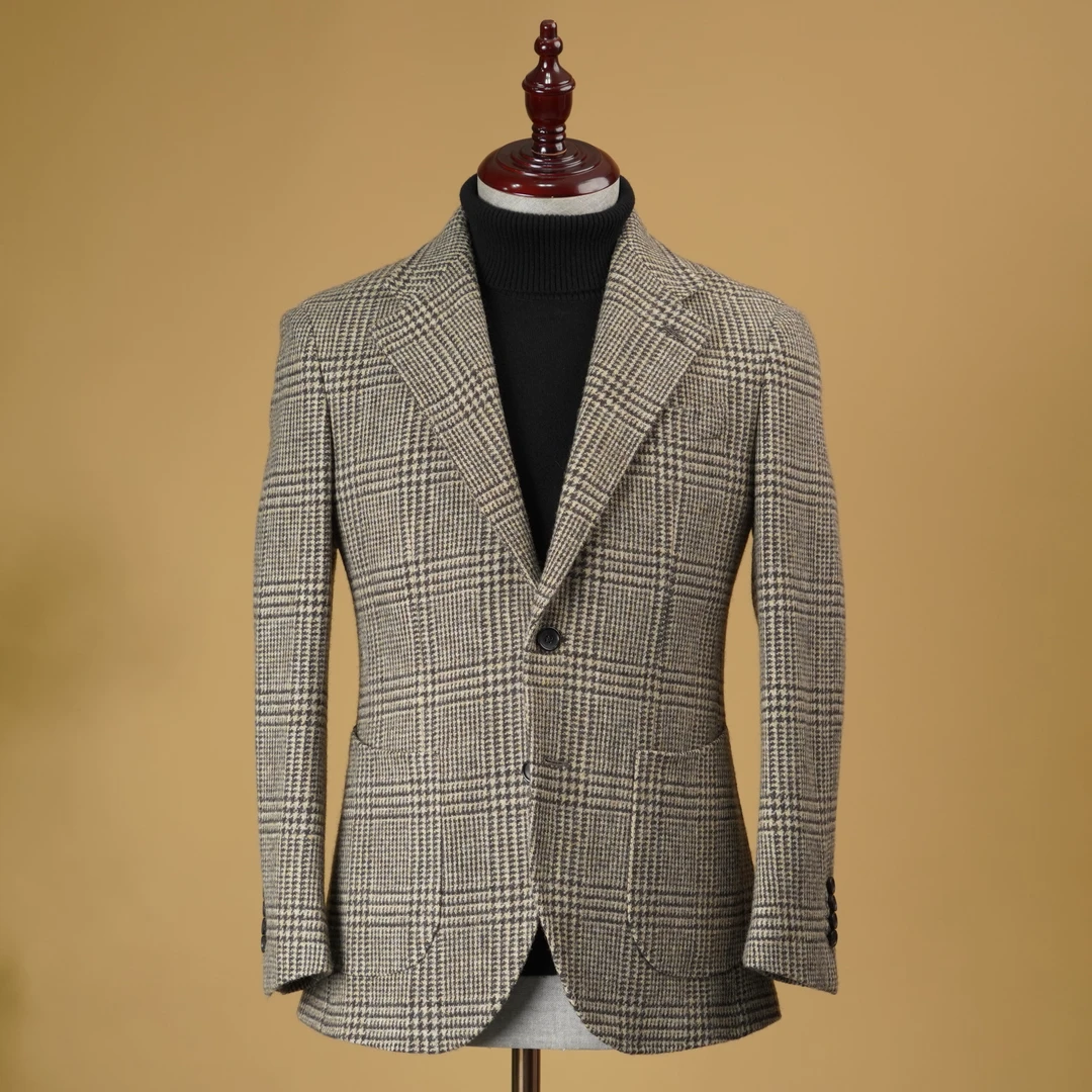 【双11特价】威尔士亲王格灰咖秋冬厚款100%羊毛老钱风商务休闲西装