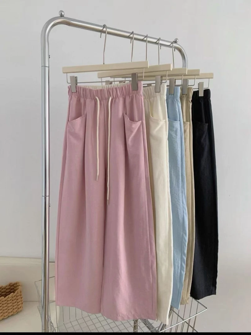 抽绳口袋奶皮裤休闲裤