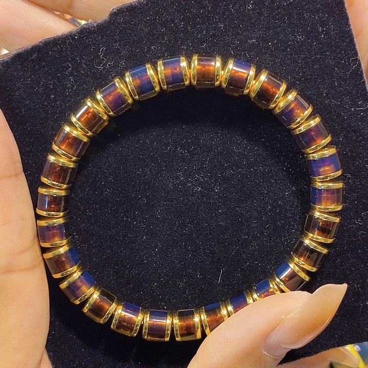 蓝珀未镶嵌珠宝奇石墨西哥红蓝直切手串7