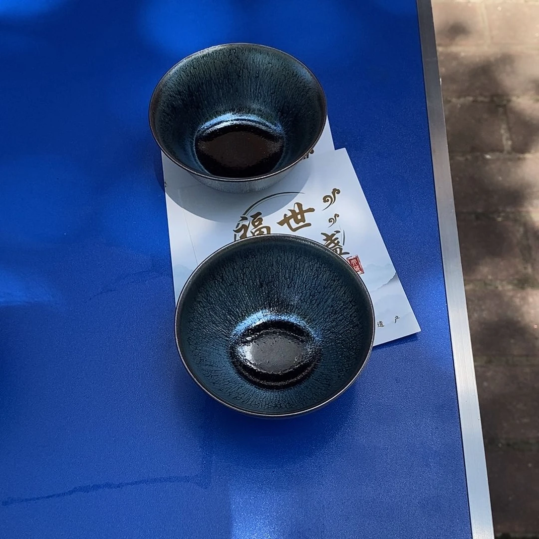 梁***宽茶盏建盏油滴小口两个
