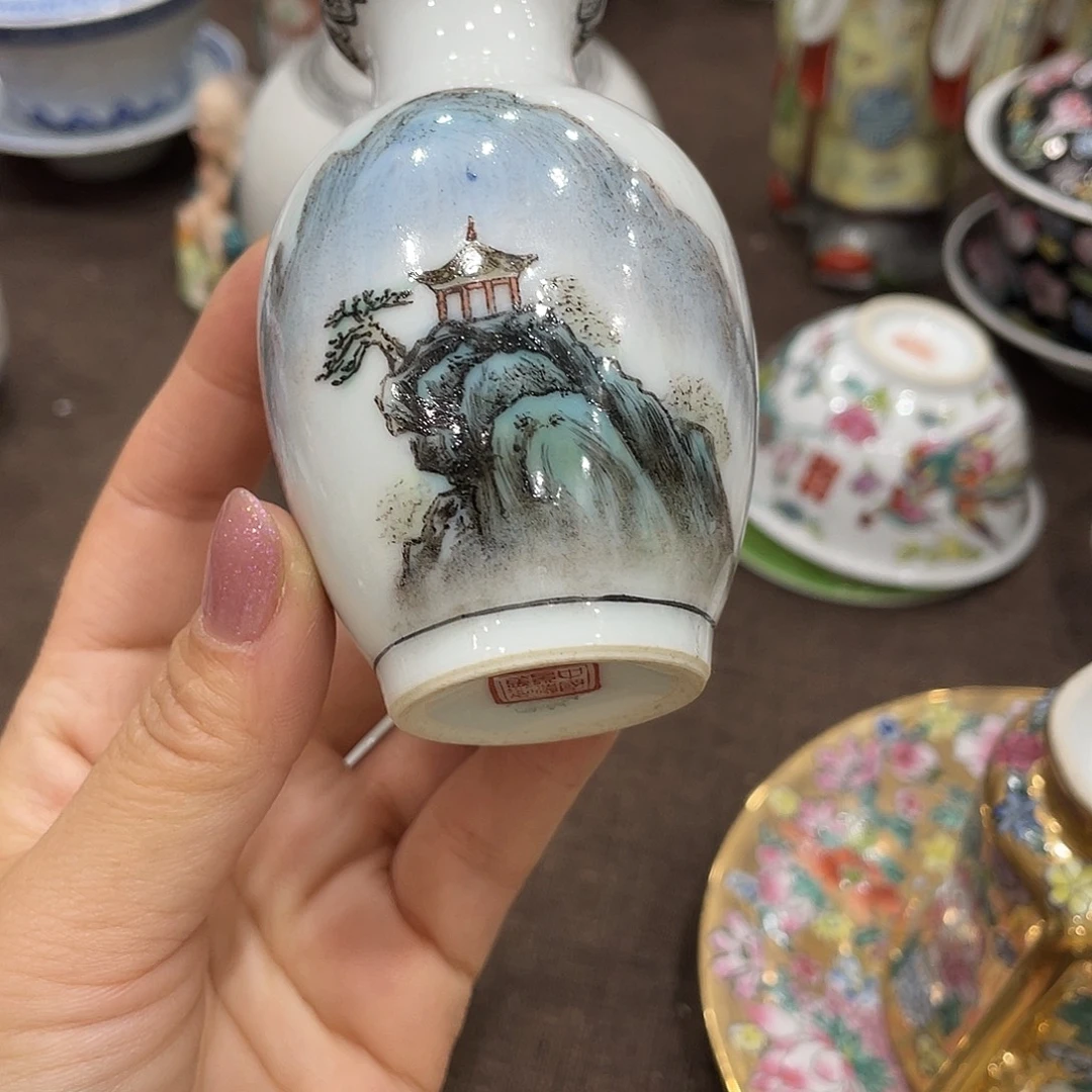 瓷片景德镇粉彩手绘花瓶