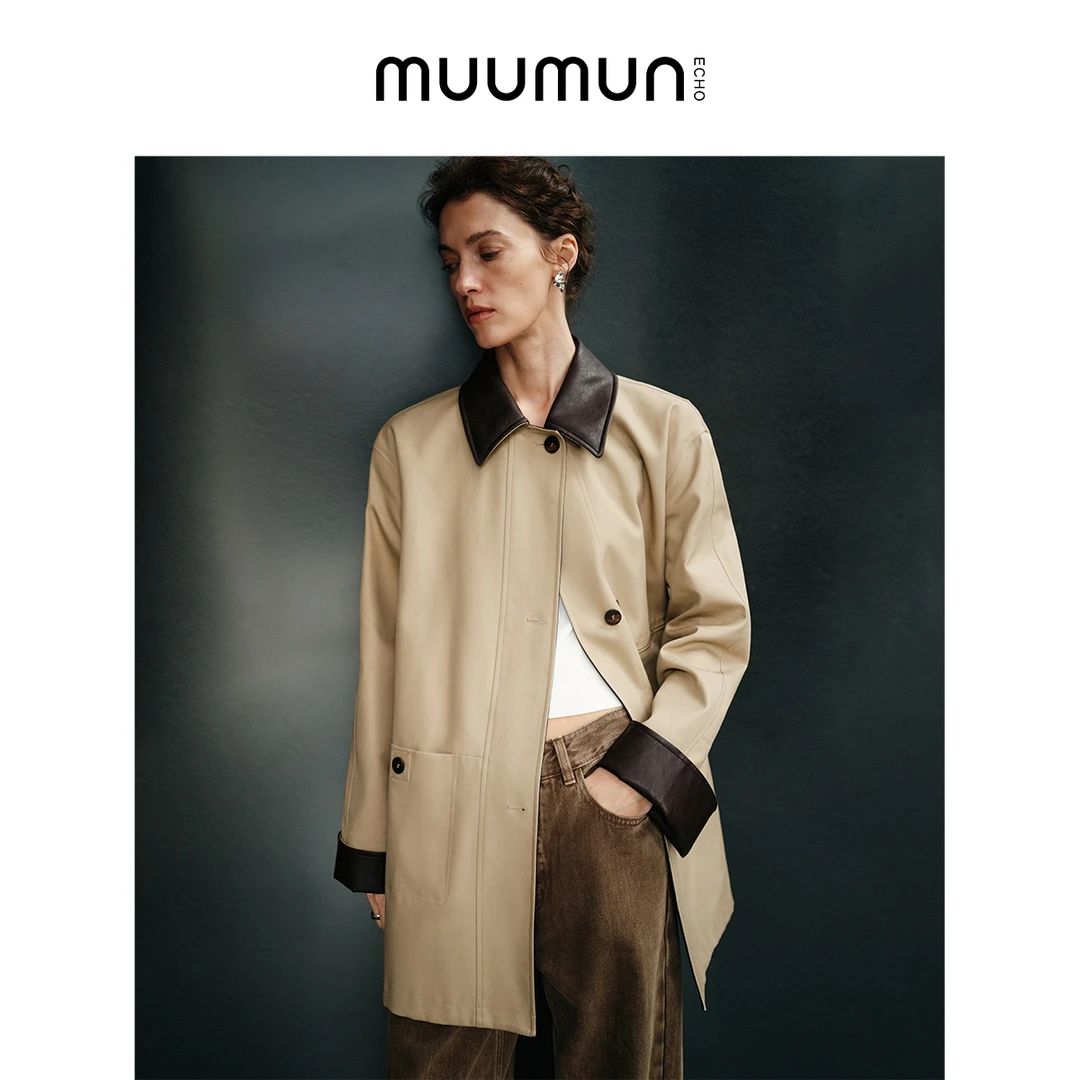 muumun echo2025年新款春装气质中长款风衣外套M5CF1B810