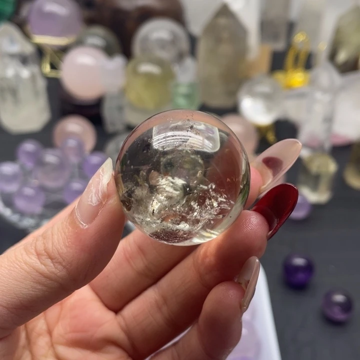 水晶12未镶嵌茶黄球卡33mm