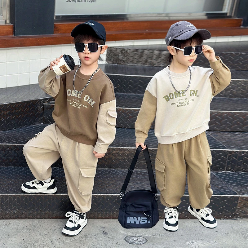 男童装2025新款洋气男孩韩版春秋款女儿服时髦休闲套装春季春装