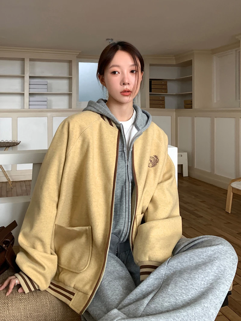 【蛋蛋专属】「浅冬腔调」棒球服厚外套夹棉卫衣开衫韩系秋冬学院棉服