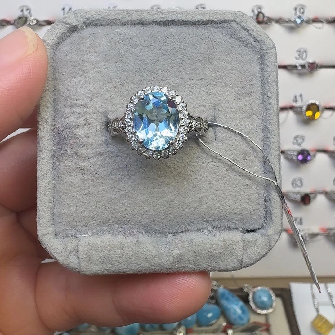 银S925镶嵌戒指托帕石