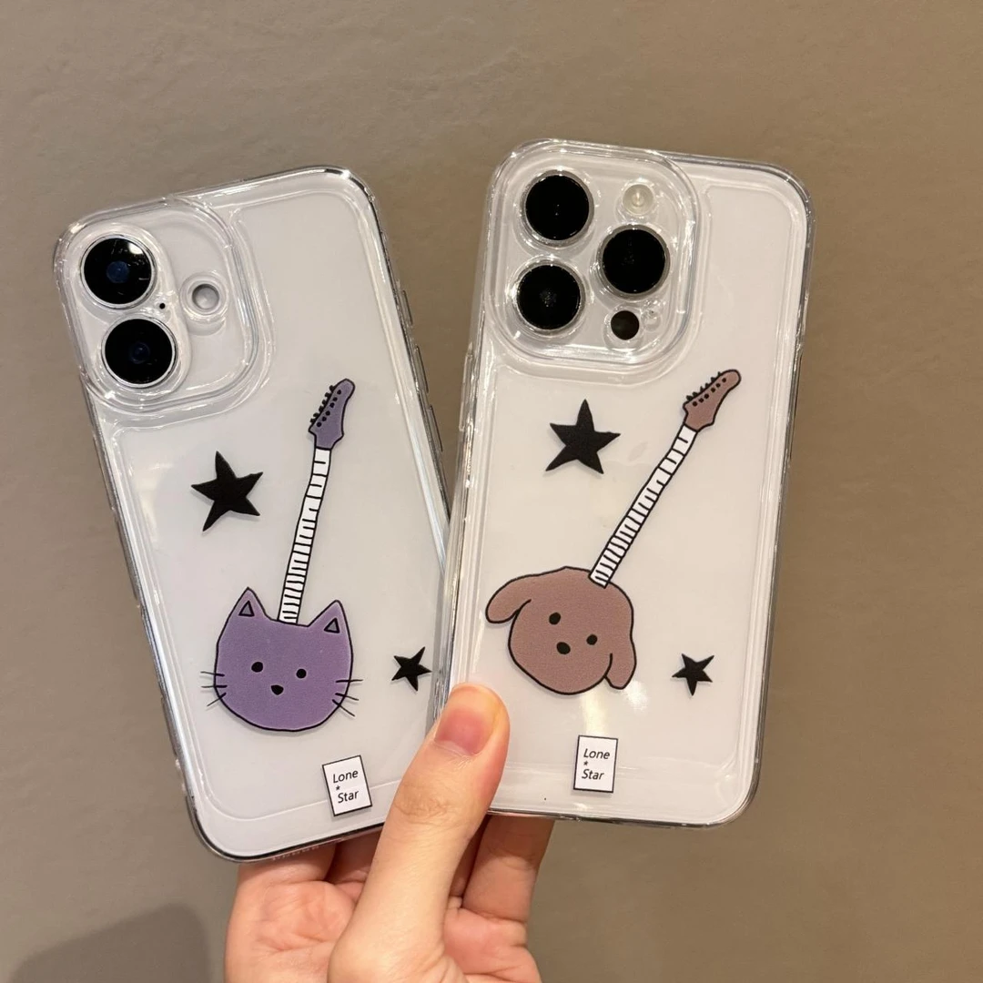 吉他星星小猫适用iphone17苹果16手机壳小米OPPO华为VIVO荣耀一加