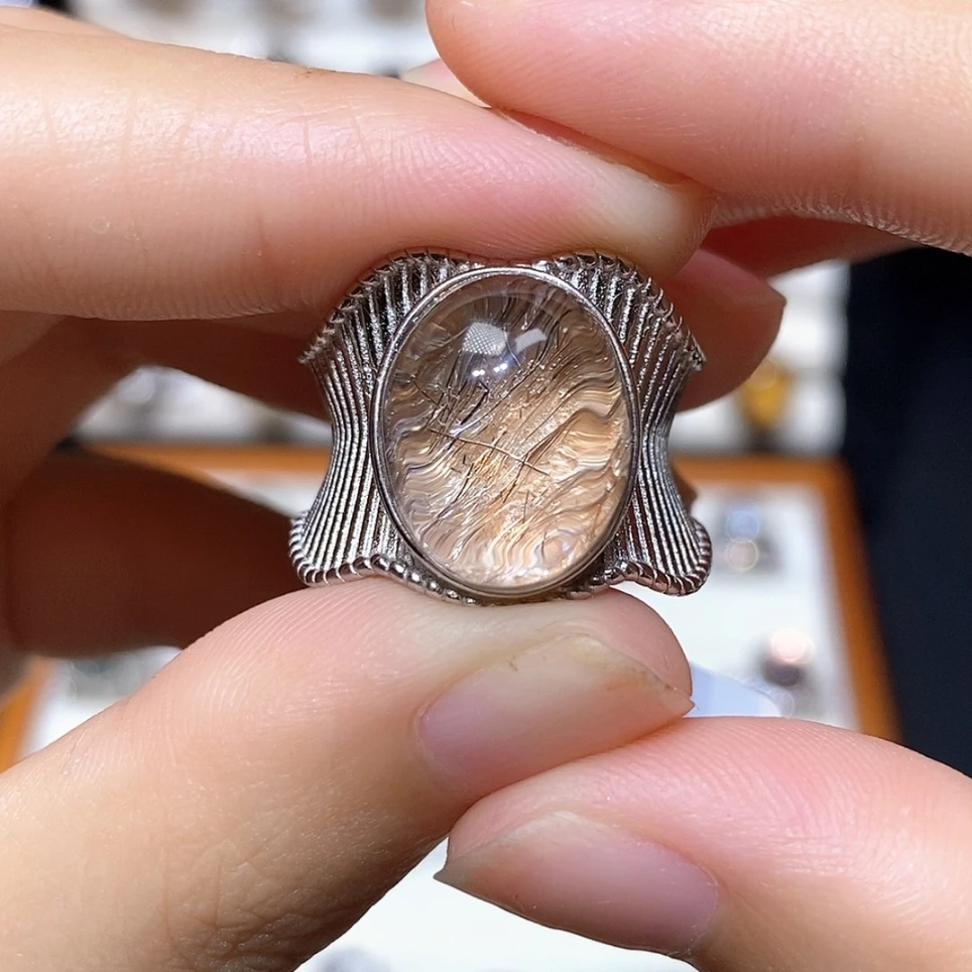 银S925镶嵌戒指水晶