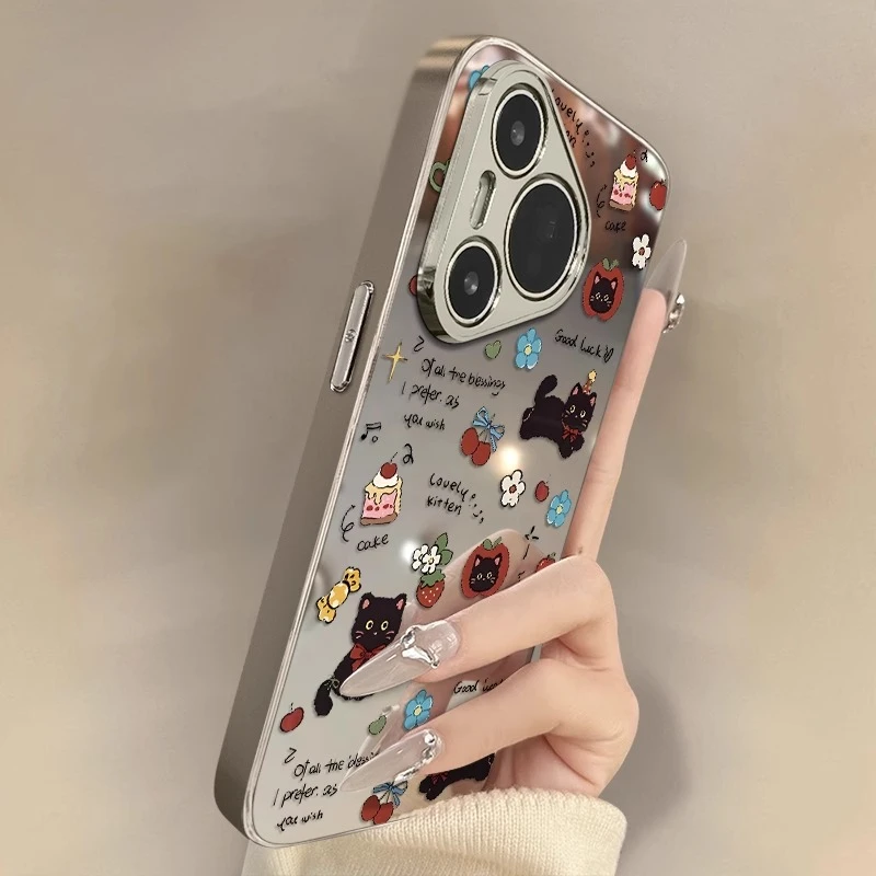 咖啡蛋糕猫咪适用华为pura80pro手机壳p80ultra高级感p70pro镜面