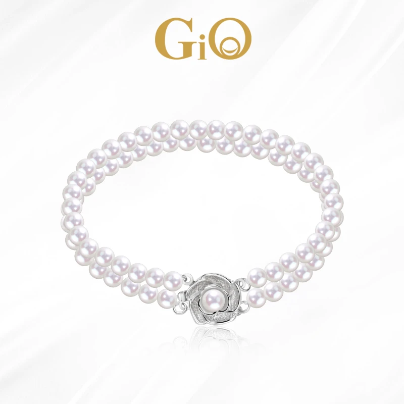 GiO珠宝 天然淡水珍珠手链双层925银女百搭高级感节日礼物送妈妈