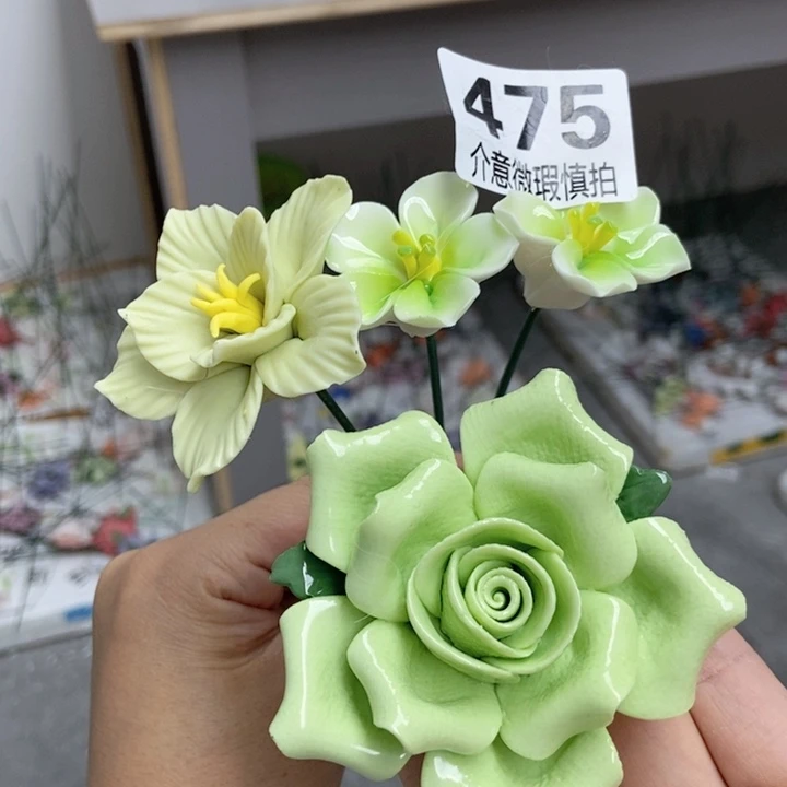 摆件手工制作陶瓷花