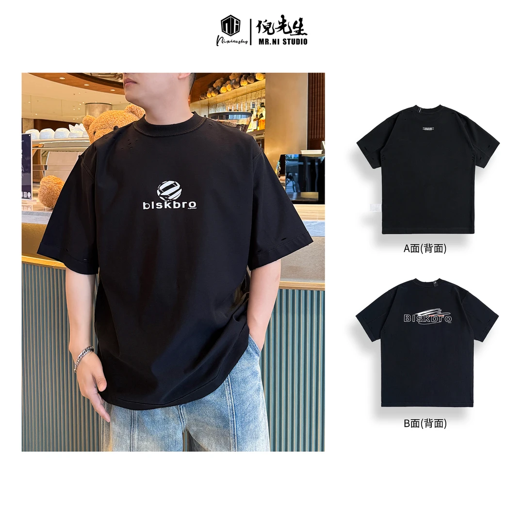 MR.NI/倪先生「双面告白」2025早春重磅剪破设计感双面可穿短袖T恤