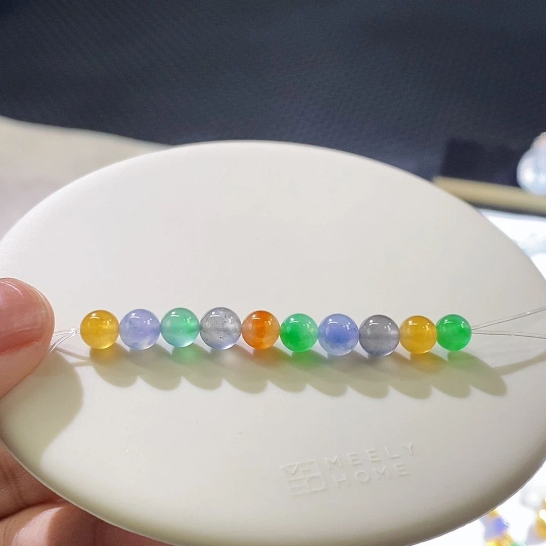 翡翠挂件未镶嵌一手彩珠珠