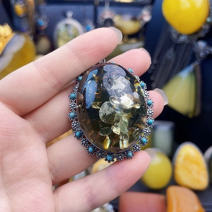 琥珀银S925镶嵌裸石