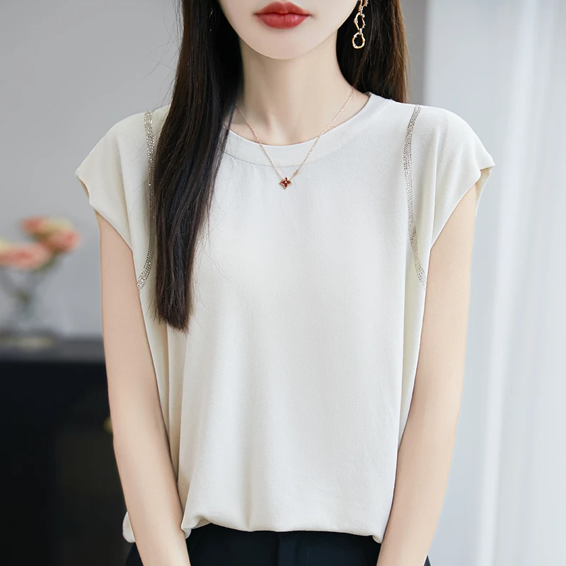 品牌时尚针织纯色女显瘦百搭女士夏季飞飞袖休闲简约