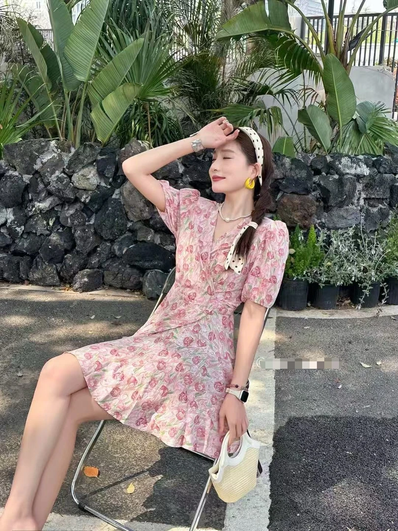 郁金香绮梦绑带裙连衣裙7056