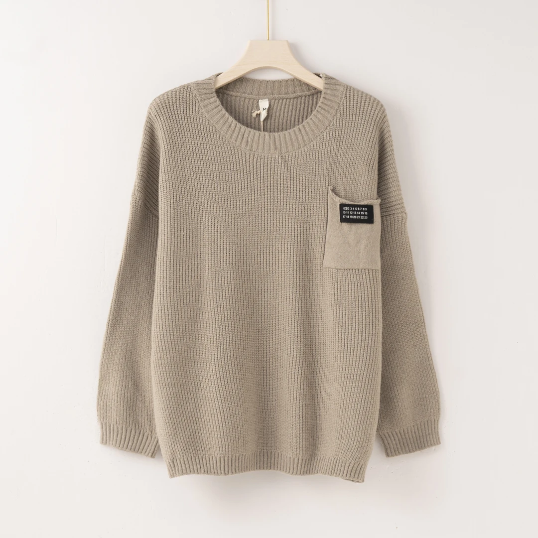 Q2679【特价-占单者限购】竖坑条针织百搭长袖时尚毛衣