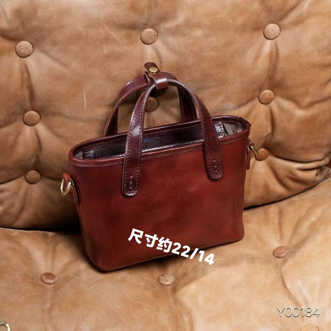 制道手工女士单肩斜挎包复古时尚休闲百搭简约小托特厚牛皮手提