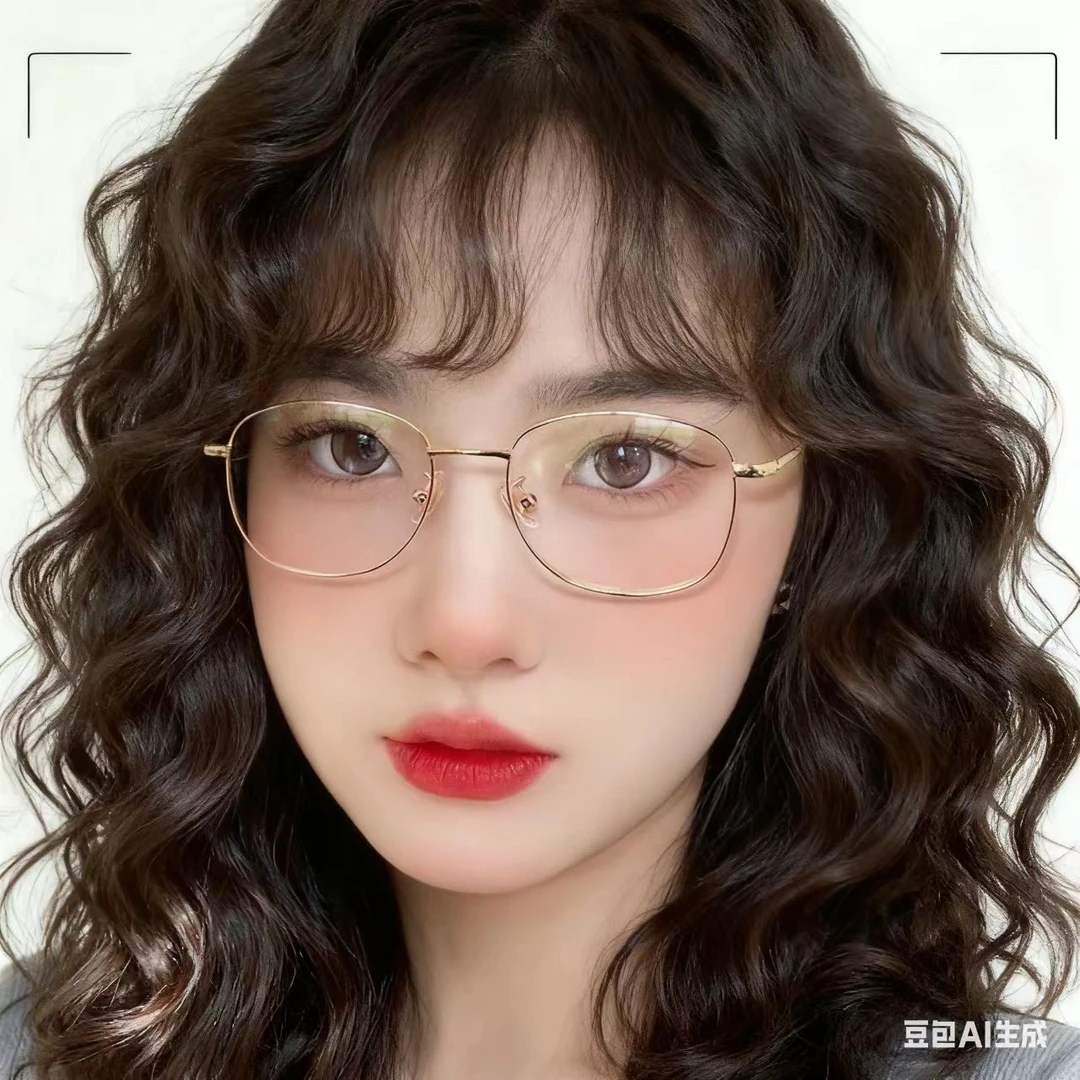 超轻纯钛近视眼镜百搭女款可配度数平光适用网红时尚复古学生蓝光