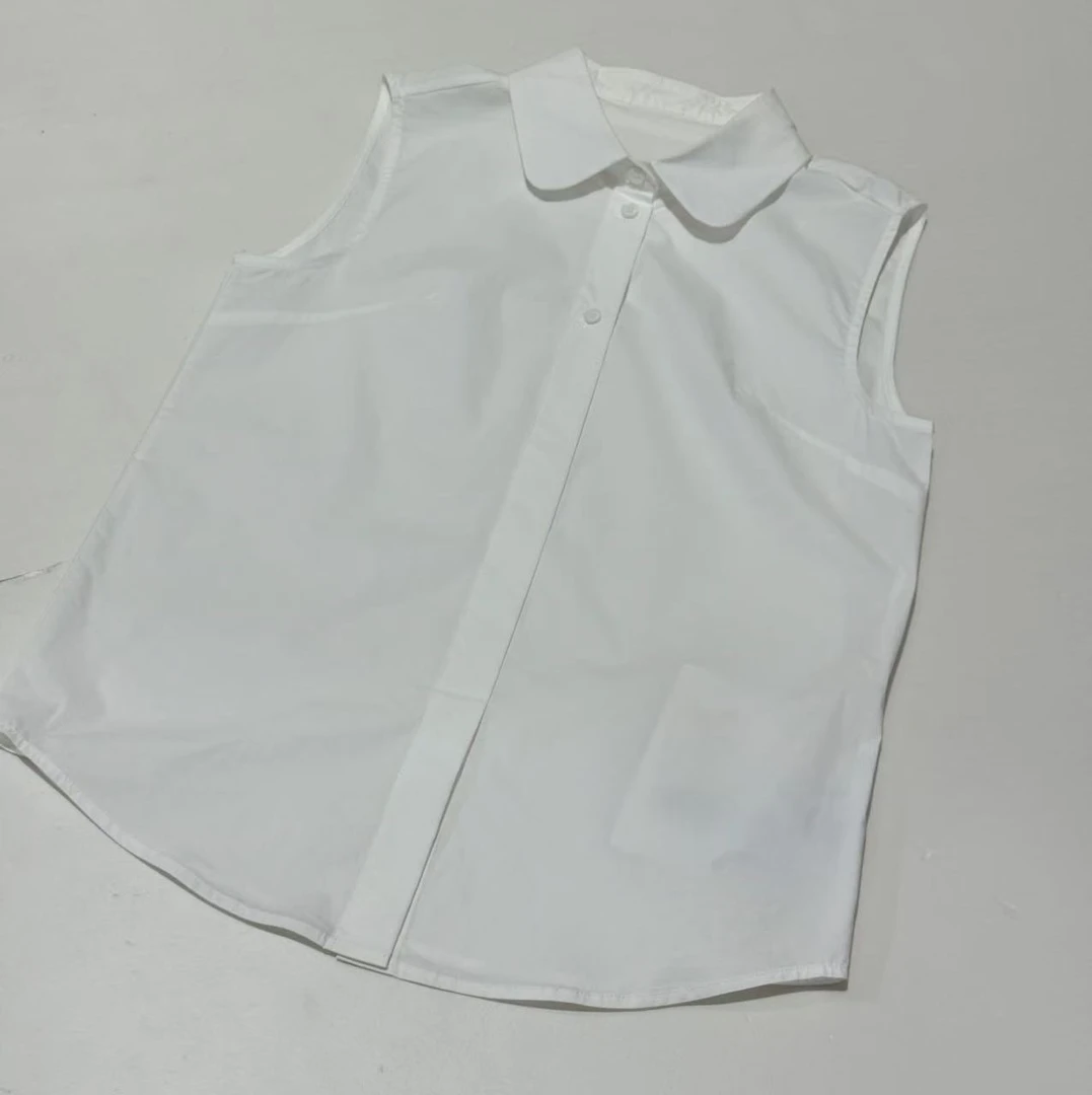 4420号30230#纯色百搭小翻领设计休闲无袖上衣