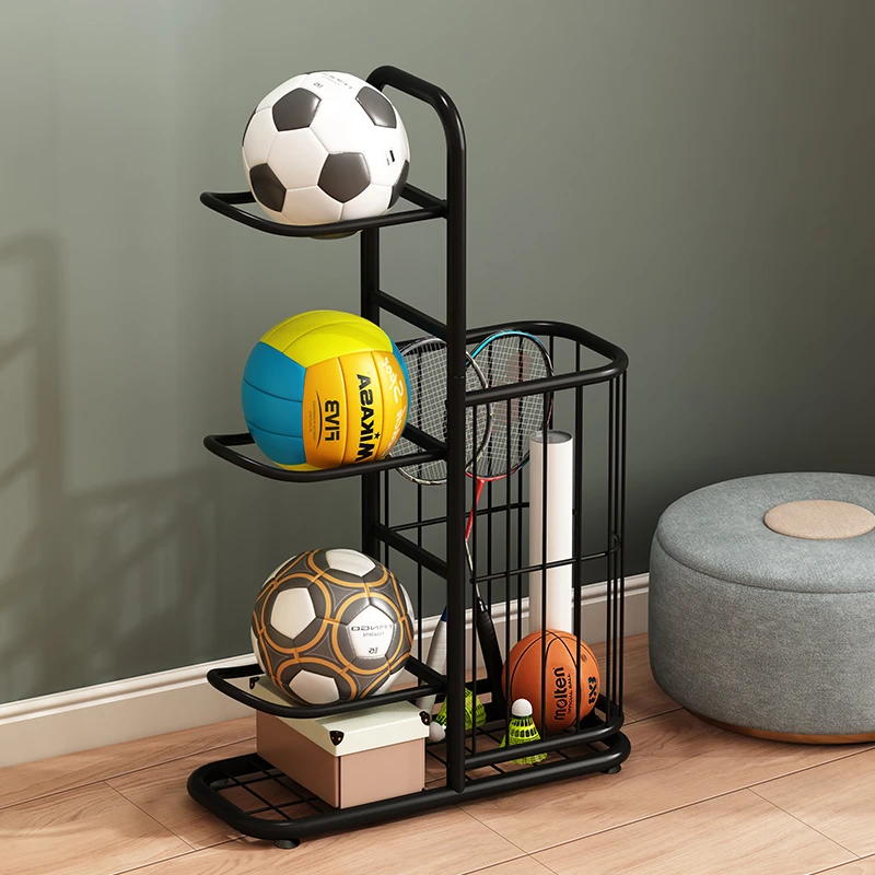家用篮球收纳架超市商店篮球展示架幼儿园羽毛足球收纳筐球类摆架