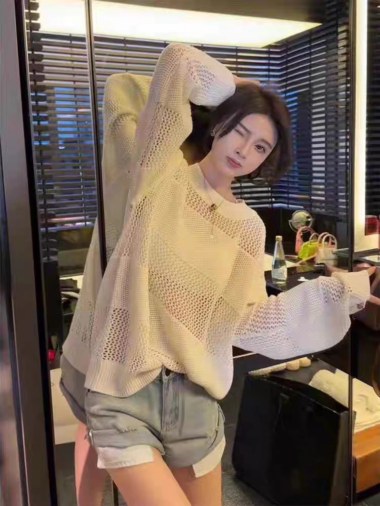 (2387) 伊#休闲百搭圆领宽松毛衣上衣