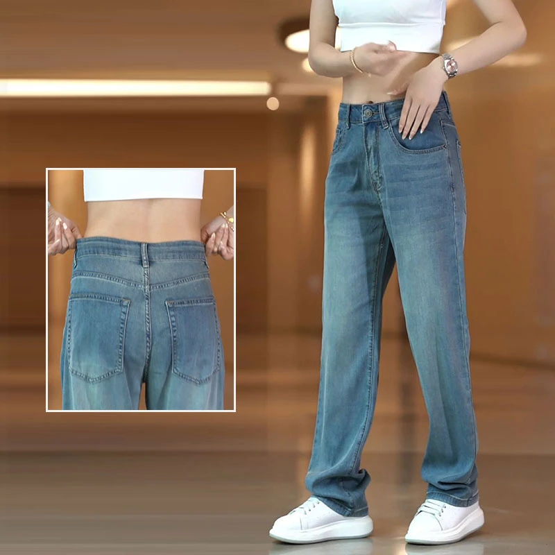 天丝牛仔裤男士夏季薄款休闲直筒宽松复古2025新款超薄阔腿长裤子