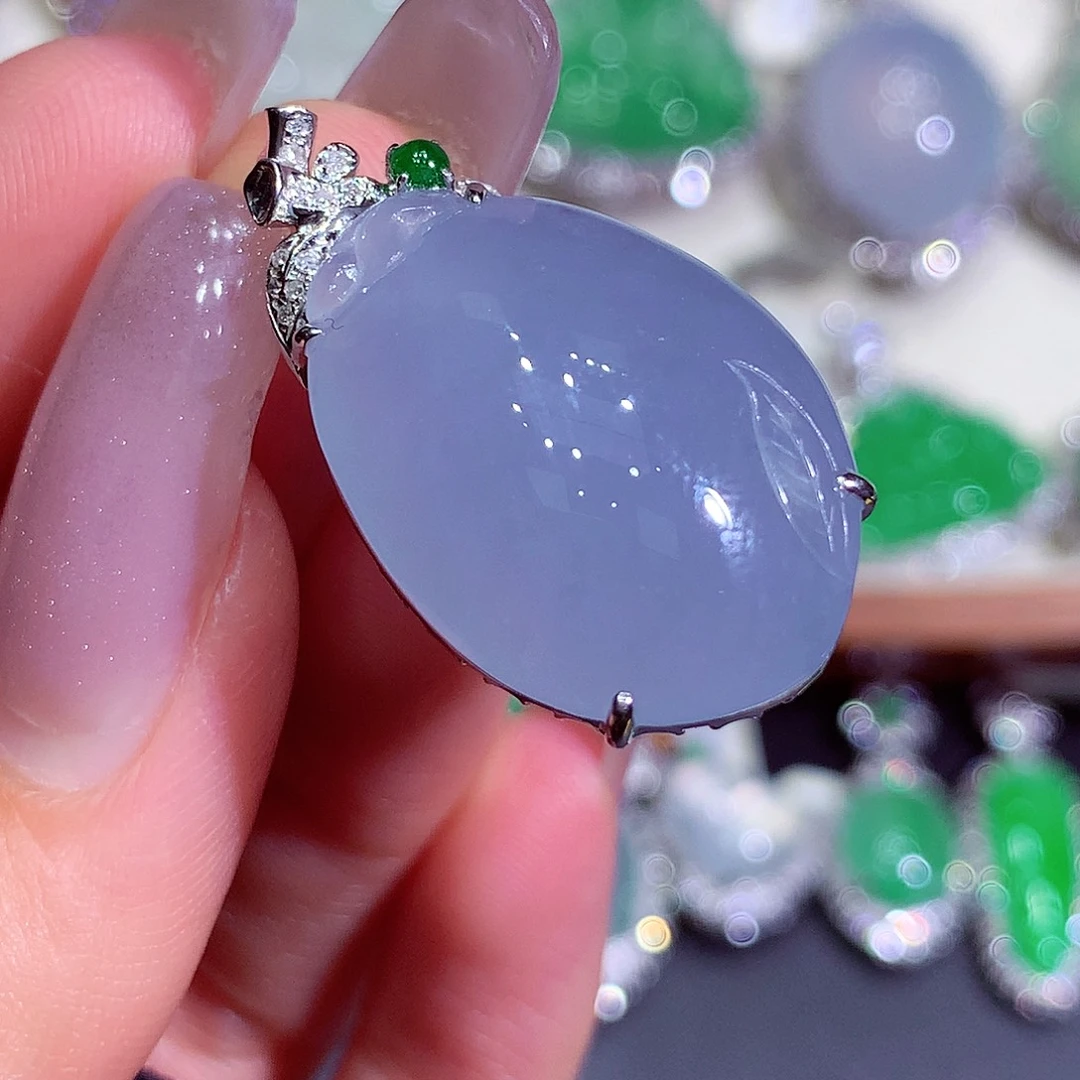 翡翠18K金镶嵌吊坠(不含链)