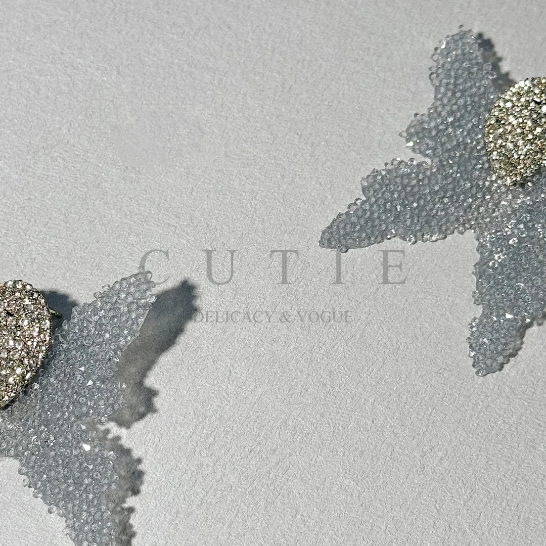 非金属合成锆石耳饰 高级感仙女气质设计感水晶砂糖耳环耳饰