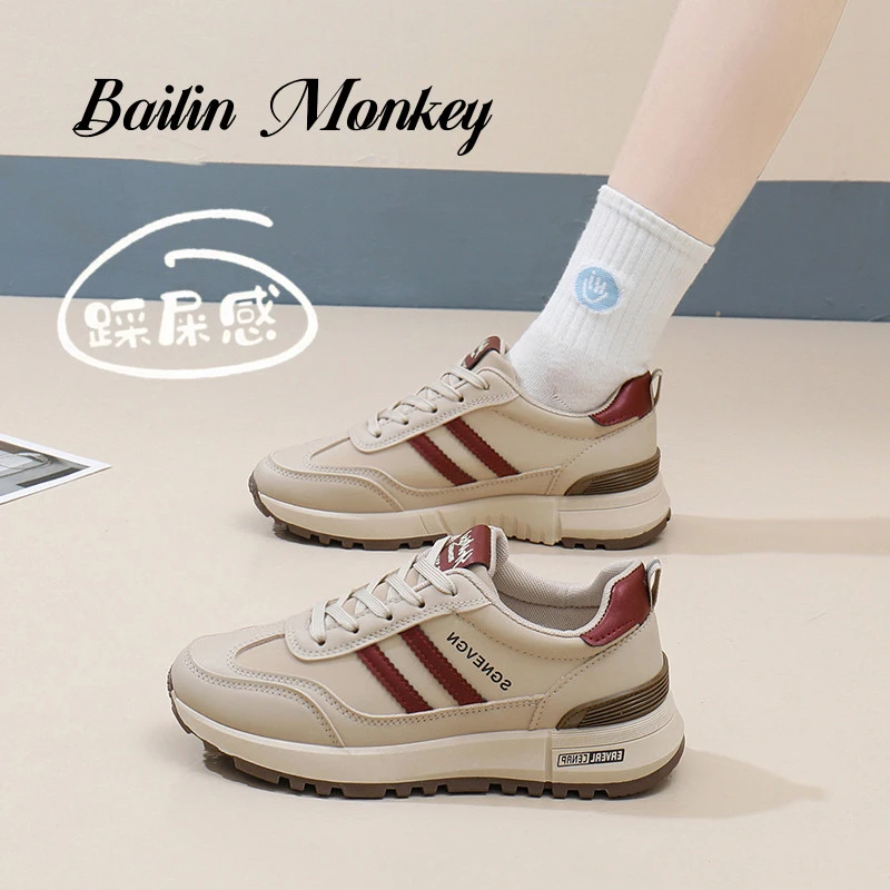 品牌特价平底皮面轻便阿甘运动鞋女2025春季爆款时尚休闲软底防滑