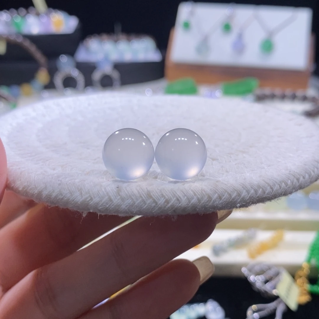 翡翠未镶嵌颈饰高冰白月光一对卡12