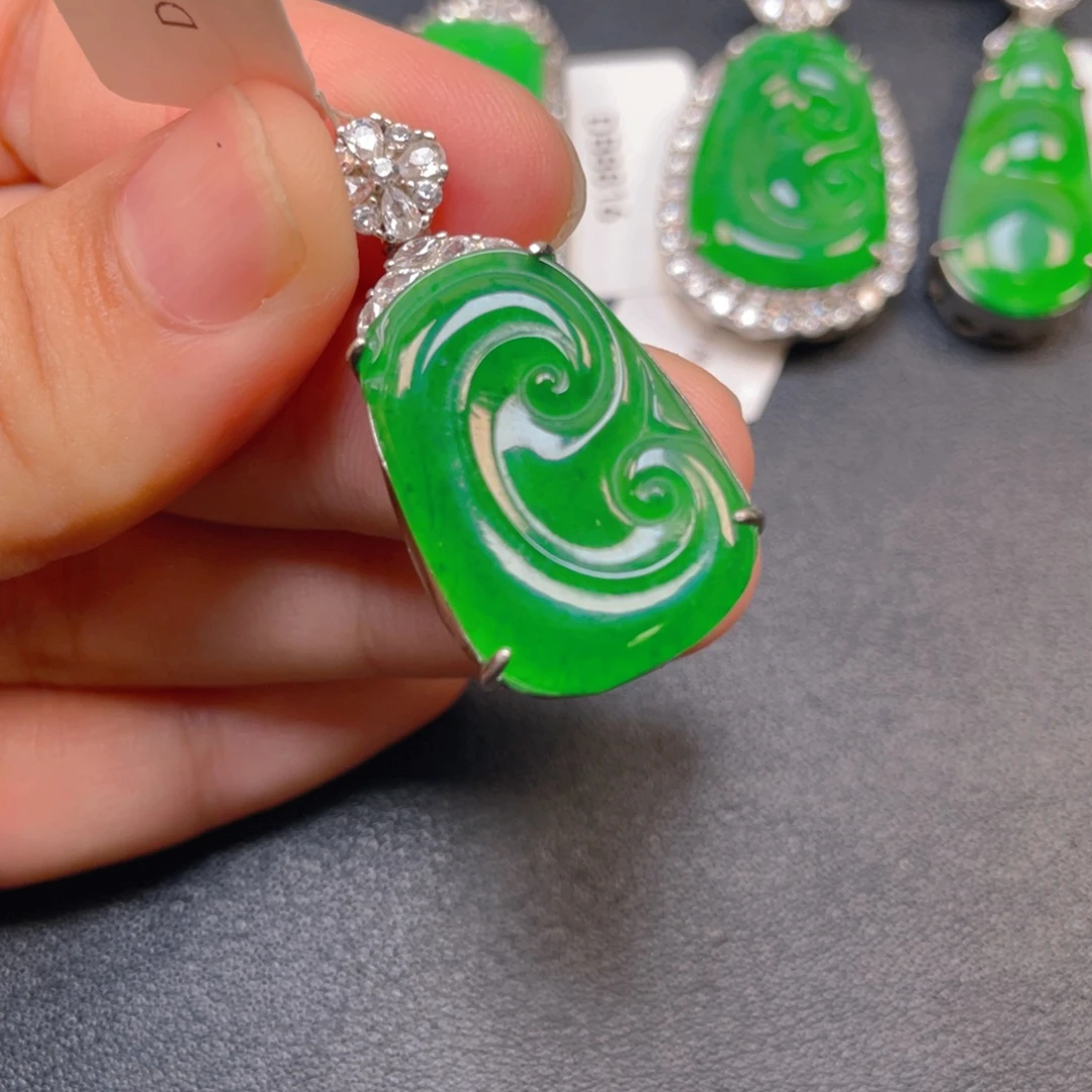 翡翠银S925镶嵌吊坠(不含链)