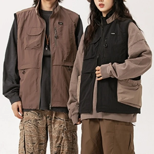 美昊男款精选显瘦时尚透气迷彩V领马甲免烫处理夏季宽松型山系