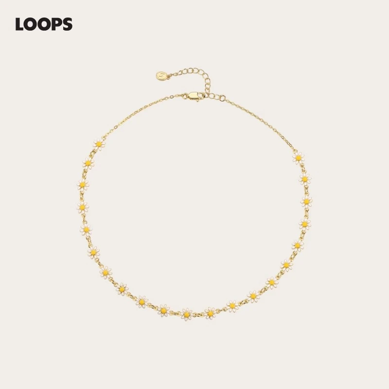 合金项链 CHEZ LOOPS俏皮雏菊项链 原创小众设计立体滴胶锁骨链