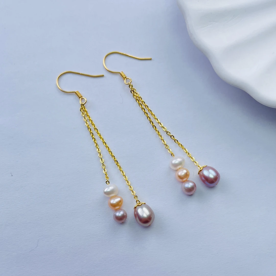 529 / 淡水珍珠爱迪生糖果色耳钩耳线 仙女款 夏日神器 s925银针