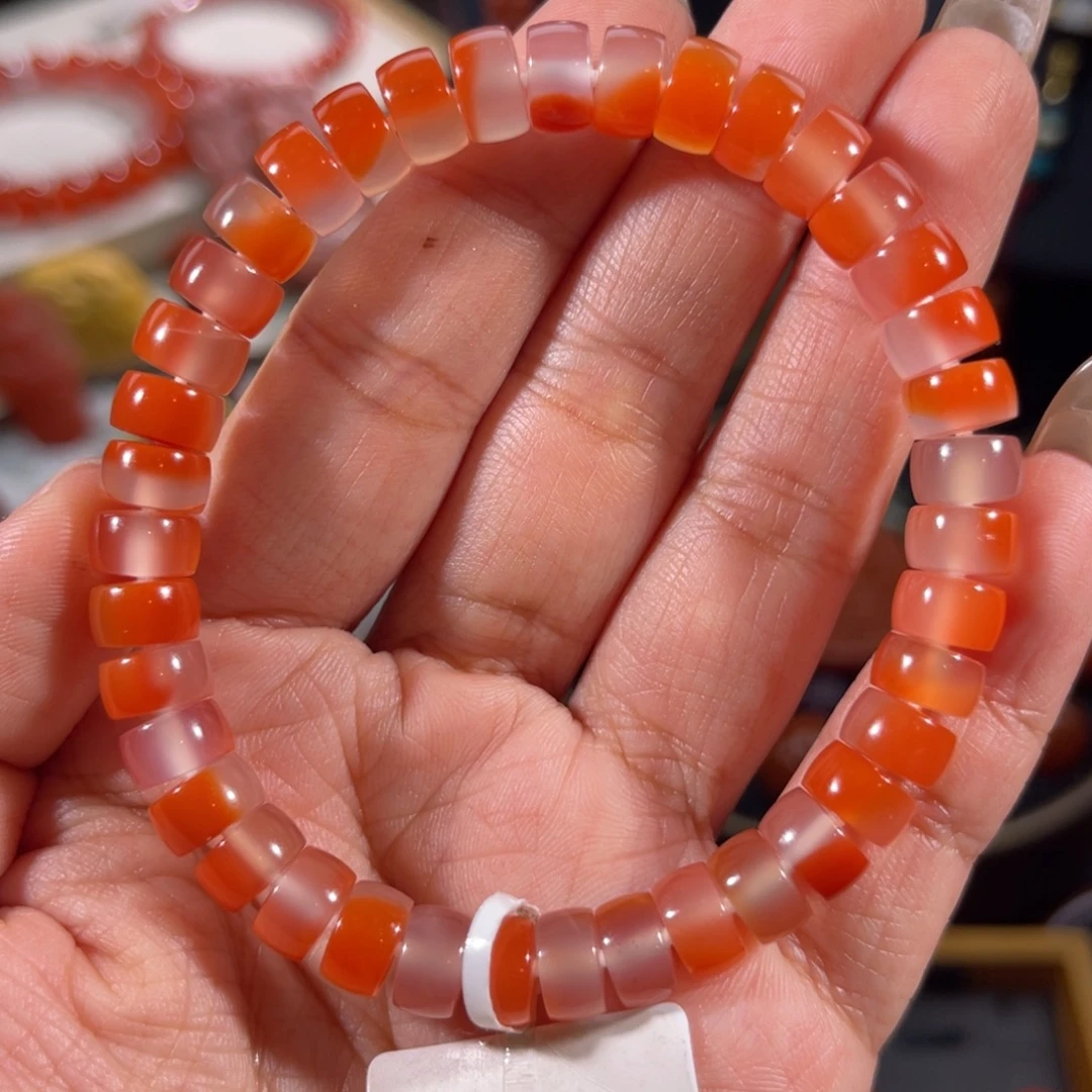 南红玛瑙未镶嵌滴水洞冰飘药片8mm