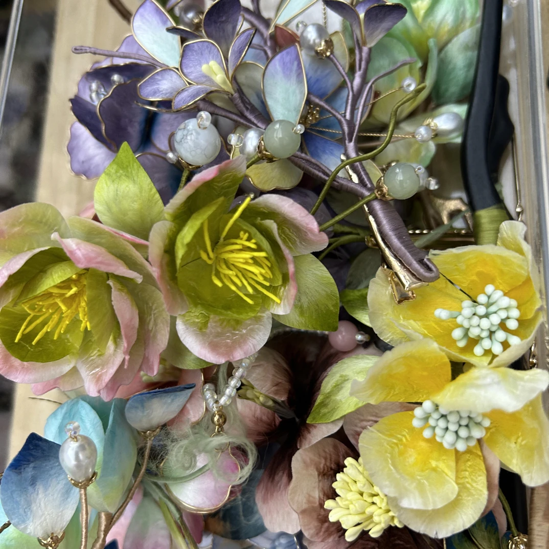 孤孤 绒花头饰发饰蚕丝绒花饰品