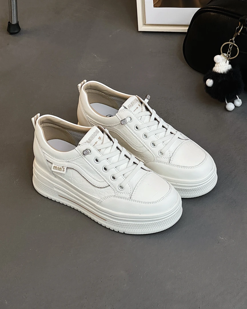 雪芭妮2025春季新品商场同款皮面爆款网红小白鞋高帮厚底增高板鞋