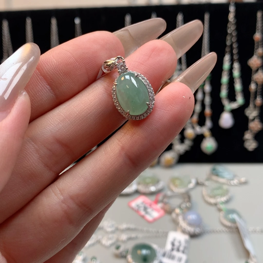 翡翠银S925镶嵌颈饰吊坠