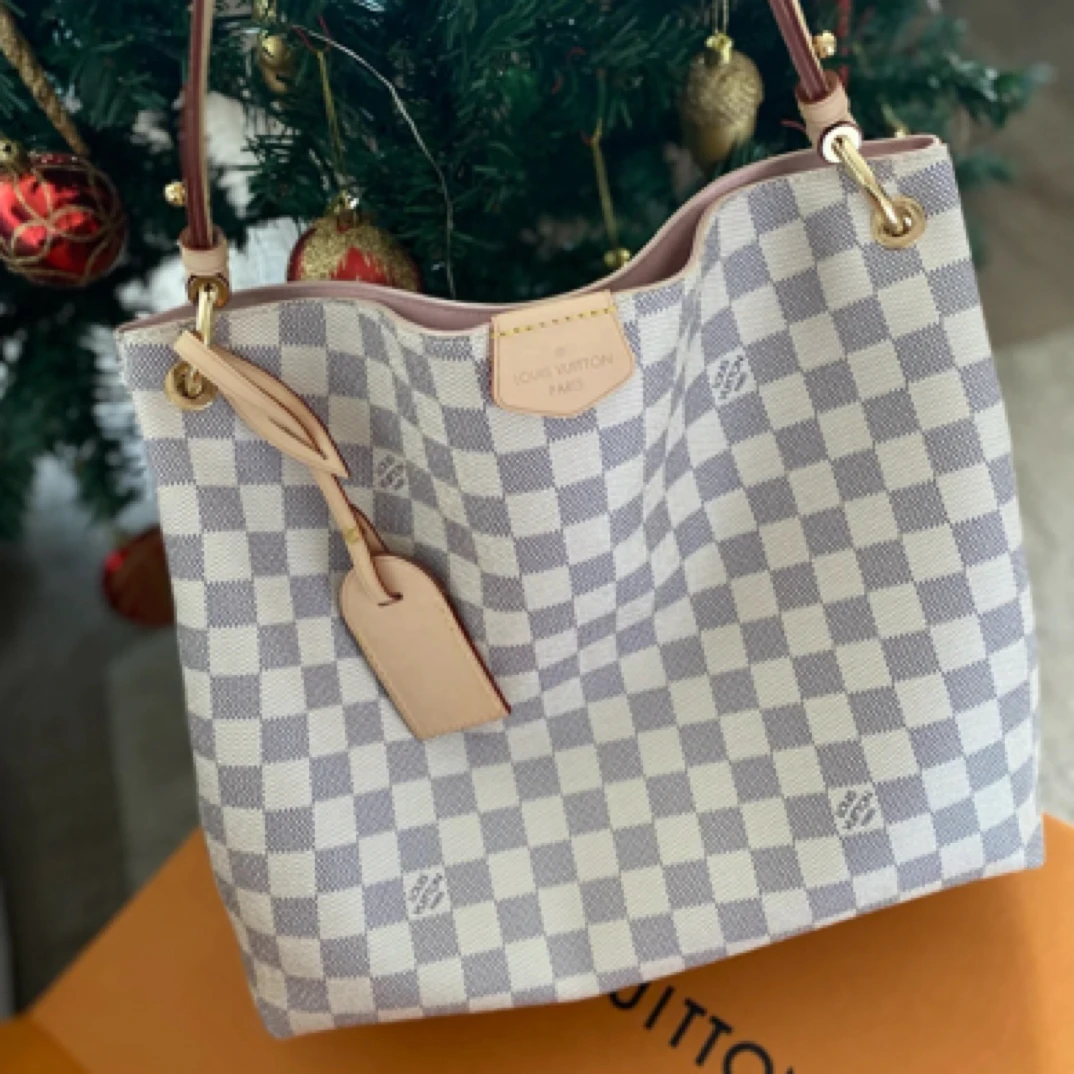 95新 LouisVuitton/路易威登 lv白棋盘格gf中号971916