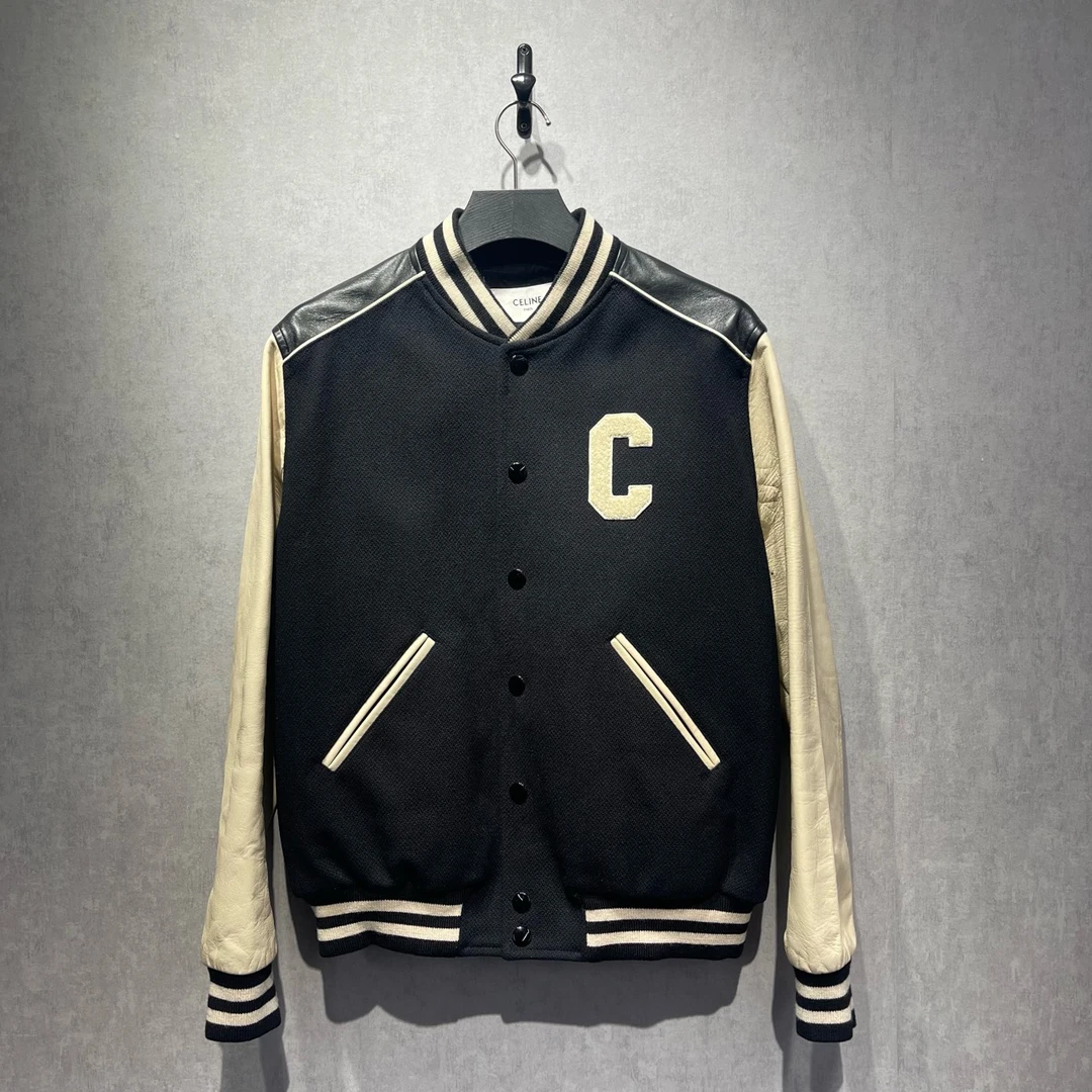 99新 Celine/思琳 羊毛拼接棒球外套/50码/27500/DY213118