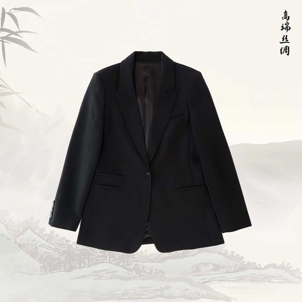 新款简约通勤修身一粒扣收腰西装外套539720