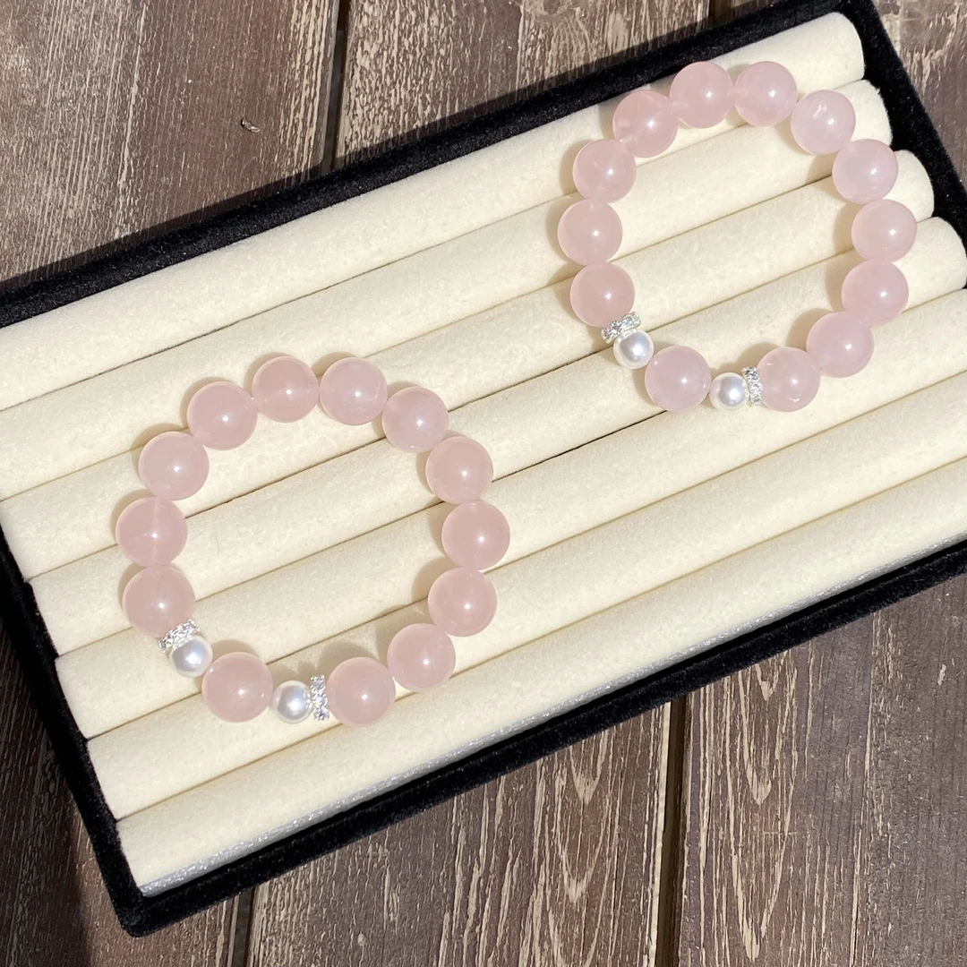 【甜桃】马粉贝珠天然水晶手链 13mm 默认微瑕多样性发