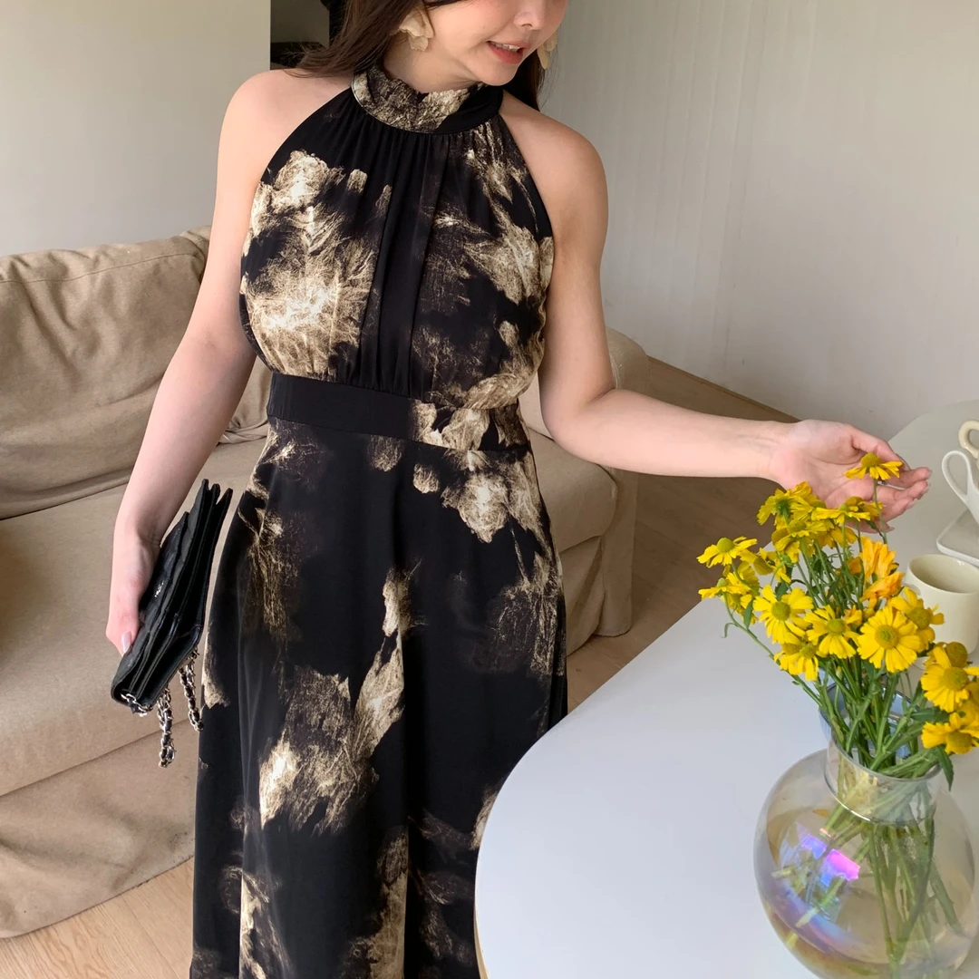 仟艺【京韵东方】春夏大码醋酸设计师修身收腰开叉女装连衣裙