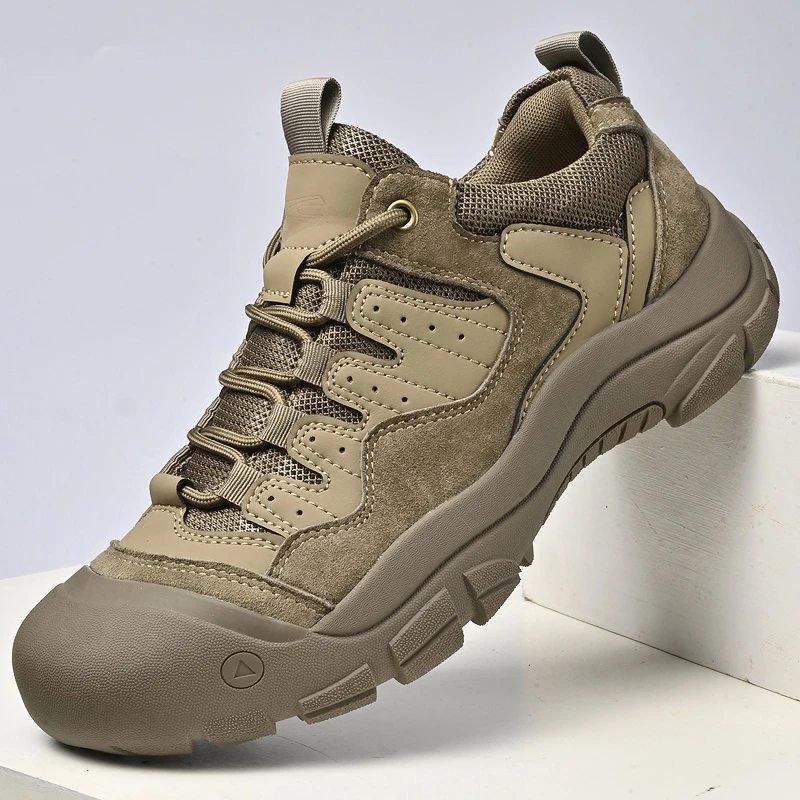 骆驼动感春季工装鞋男包头防撞防滑徒步鞋爸爸户外休闲运动登山鞋