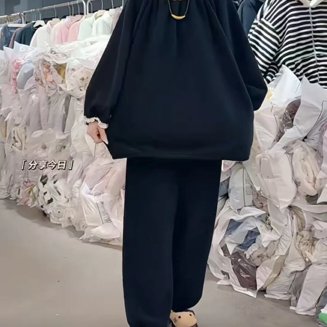 米粒绒蕾丝花边睡衣女春秋长袖长裤可外穿高级感家居服