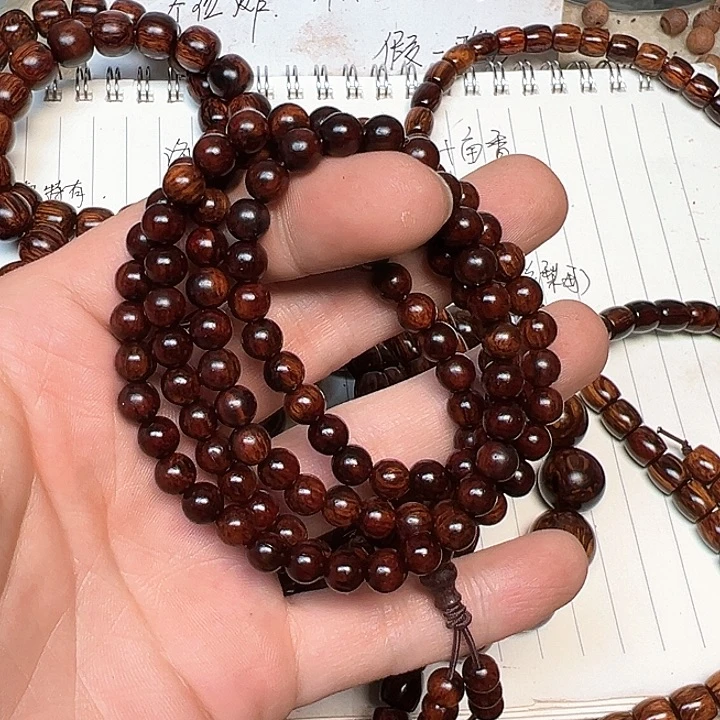 降真香手串/手链海南红降06*108圆珠黑金