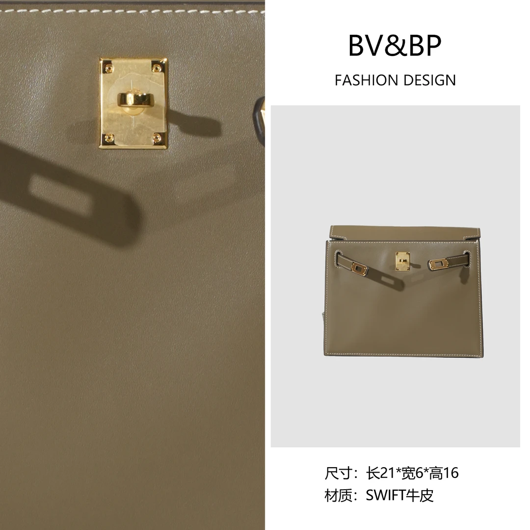 BV&BP· 原创设计 真皮高定手提单肩包  HD914351-深大象灰