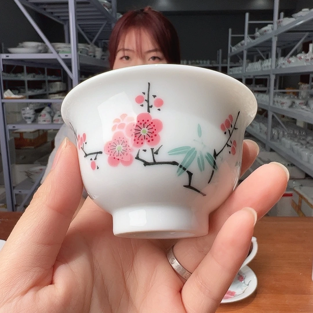 玉泥 红梅压手杯杯